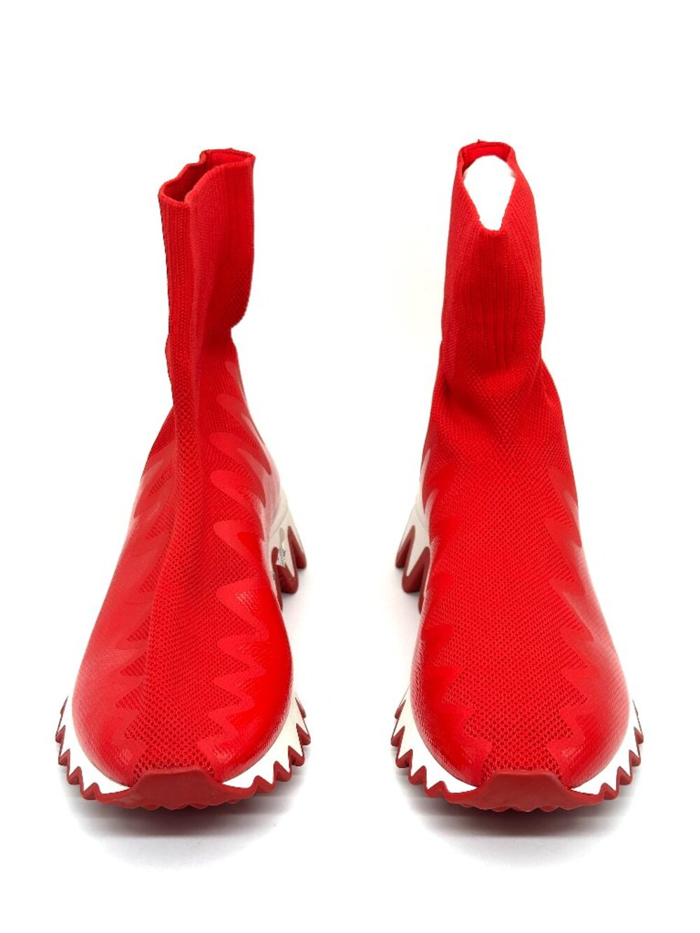 Christian Louboutin SHARKY SOCK Women Knit Flat Sneakers Shoes Loubi Red - Picture 3 of 10